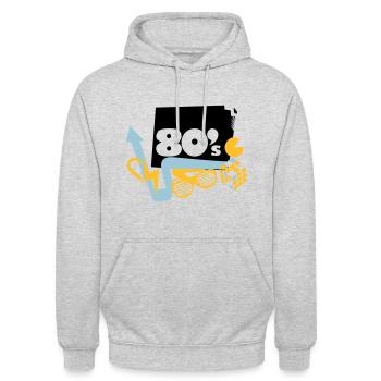 80er Jahre - Unisex Hoodie - Hellgrau meliert - Vorne - Alina (178cm) & Michal (187cm)