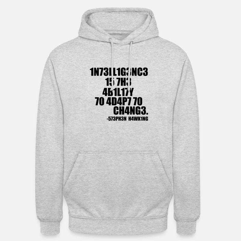 INTELLIGENTER STEPHEN HAWKING SPRUCH! GESCHENKIDEE - Unisex Hoodie - Hellgrau meliert