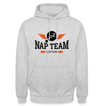 NAP TEAM Captain - Unisex Hoodie - Hellgrau meliert - Vorne - Alina (178cm) & Michal (187cm)