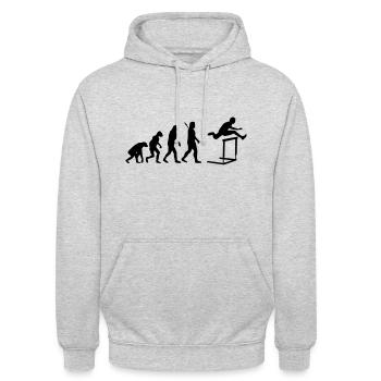 Evolution Hürdenlauf - Hürdenläufer - Leichtathlet - Unisex Hoodie - Hellgrau meliert - Vorne - Alina (178cm) & Michal (187cm)
