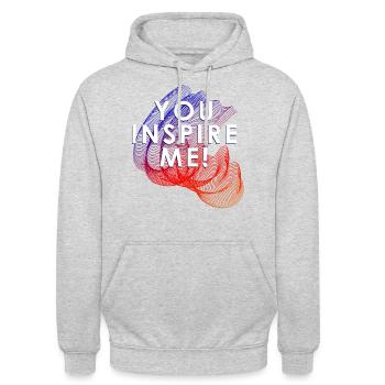 you inspire me - Sweat-shirt à capuche unisexe - gris clair chiné - Devant - Alina (178cm) & Michal (187cm)