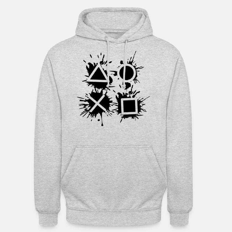 black drop X square triangle symbols controll - Unisex Hoodie - light heather grey