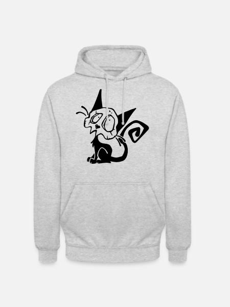 Skull Black Cat - Sweat-shirt à capuche unisexe - gris clair chiné