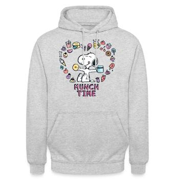 Peanuts Snoopy Munch Time - Unisex Hoodie - Hellgrau meliert - Vorne - Alina (178cm) & Michal (187cm)