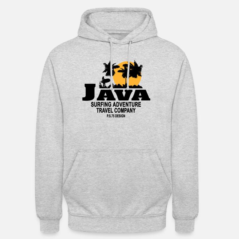 Java - Indonésie - Surf - Sweat-shirt à capuche unisexe - gris clair chiné