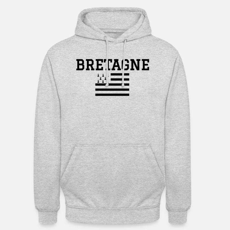 Bretagne - Drapeau - Sweat-shirt à capuche unisexe - gris clair chiné