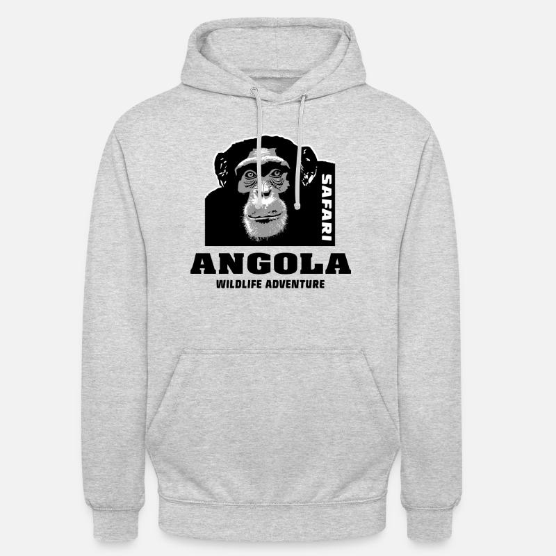 Angola - Chimpanzés - Sweat-shirt à capuche unisexe - gris clair chiné