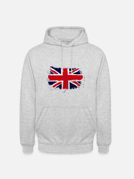 Union Jack - UK Flag - Unisex Hoodie - Hellgrau meliert