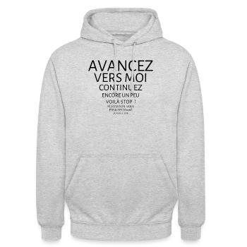T-shirt humoristique humour avancé vers moi - Sweat-shirt à capuche unisexe - gris clair chiné - Devant - Alina (178cm) & Michal (187cm)