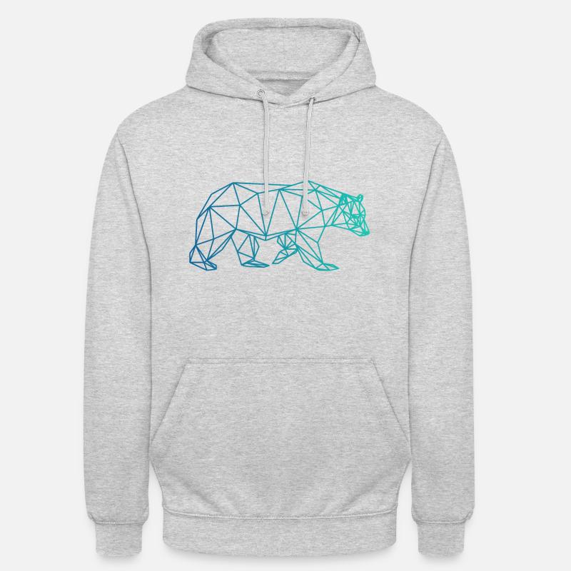 Bear brown bear Abstract polygon geometric gift - Unisex Hoodie - light heather grey