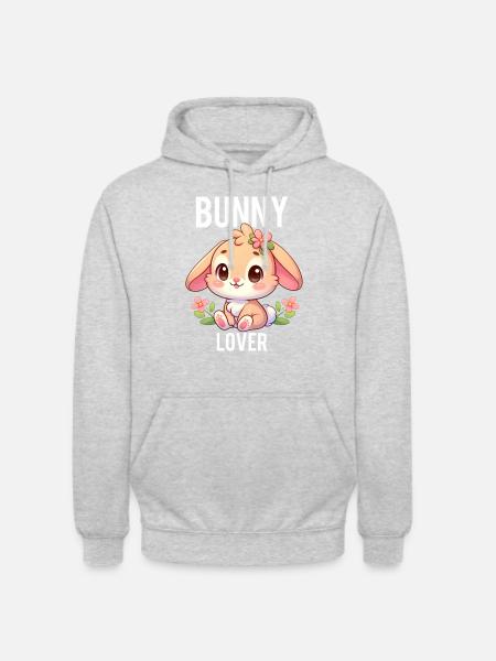 bunny lover 2 - Sweat-shirt à capuche unisexe - gris clair chiné
