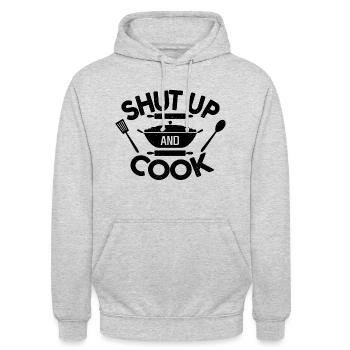 Shut Up Koch - Sweat-shirt à capuche unisexe - gris clair chiné - Devant - Alina (178cm) & Michal (187cm)