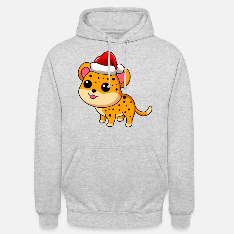 Léopard Comic Christmas - Sweat-shirt à capuche unisexe - gris clair chiné