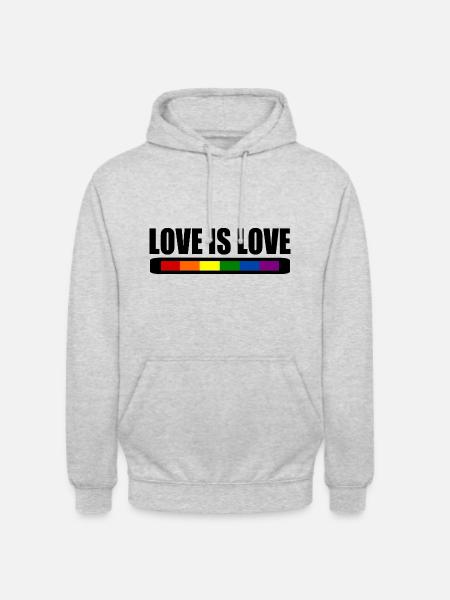 Love is love - Hættetrøje unisex - lysegrå meleret