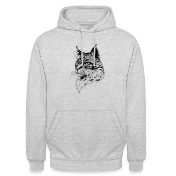 Portrait de chat dessiné à la main - Sweat-shirt à capuche unisexe - gris clair chiné - Devant - Alina (178cm) & Michal (187cm)