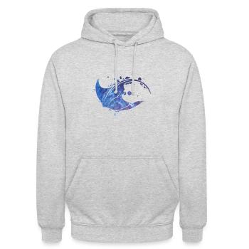 Rochen - Unisex Hoodie - Hellgrau meliert - Vorne - Alina (178cm) & Michal (187cm)