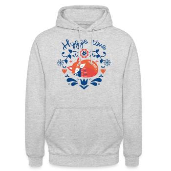 Hygge time renard - Sweat-shirt à capuche unisexe - gris clair chiné - Devant - Alina (178cm) & Michal (187cm)