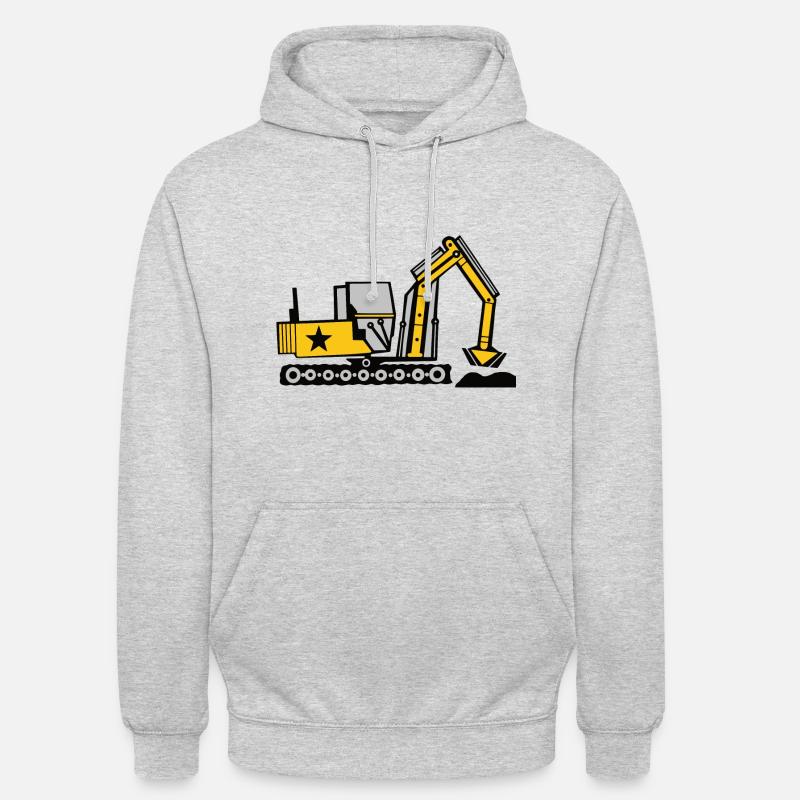 Bagger Baumaschine Baggern Bau - Unisex Hoodie - Hellgrau meliert