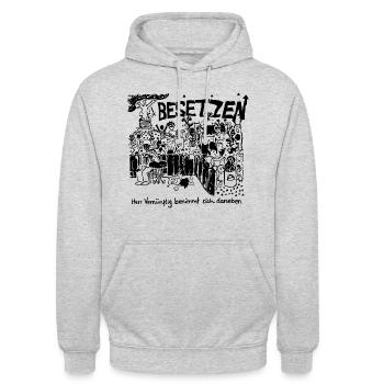 Alles wird besetzt! House squatting - Unisex Hoodie - Hellgrau meliert - Vorne - Alina (178cm) & Michal (187cm)