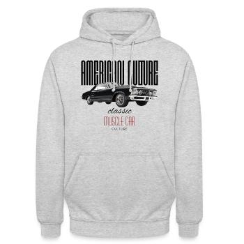 American Culture musclecars Design - Unisex Hoodie - Hellgrau meliert - Vorne - Alina (178cm) & Michal (187cm)