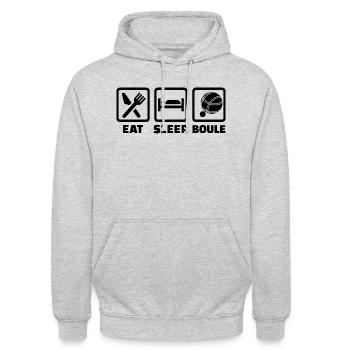 T-shirt Eat Sleep Boule Pétanque Bouliste - Unisex Hoodie - Hellgrau meliert - Vorne - Alina (178cm) & Michal (187cm)
