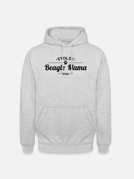 Beagle Mama Wunschname - Unisex Hoodie - Hellgrau meliert