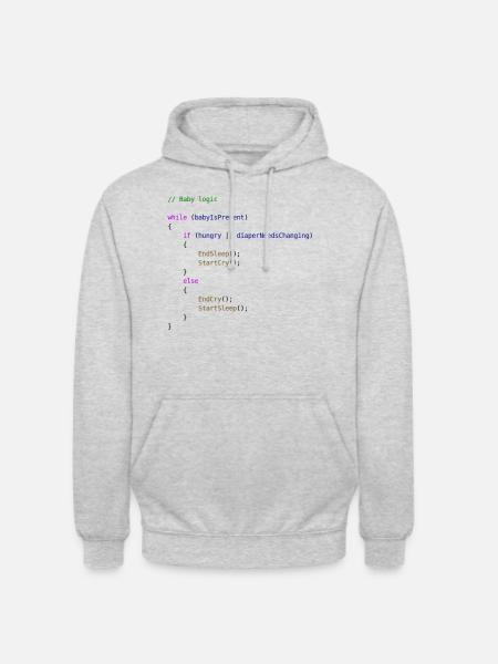 Baby logic Programmierer Geschenkidee - Unisex Hoodie - Hellgrau meliert