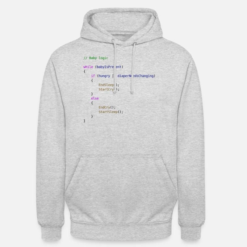 Baby logic programmer gift idea - Unisex Hoodie - light heather grey