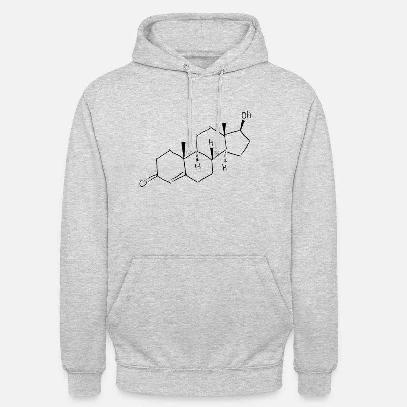 Testostérone, formule structurelle, mâle - Sweat-shirt à capuche unisexe - gris clair chiné