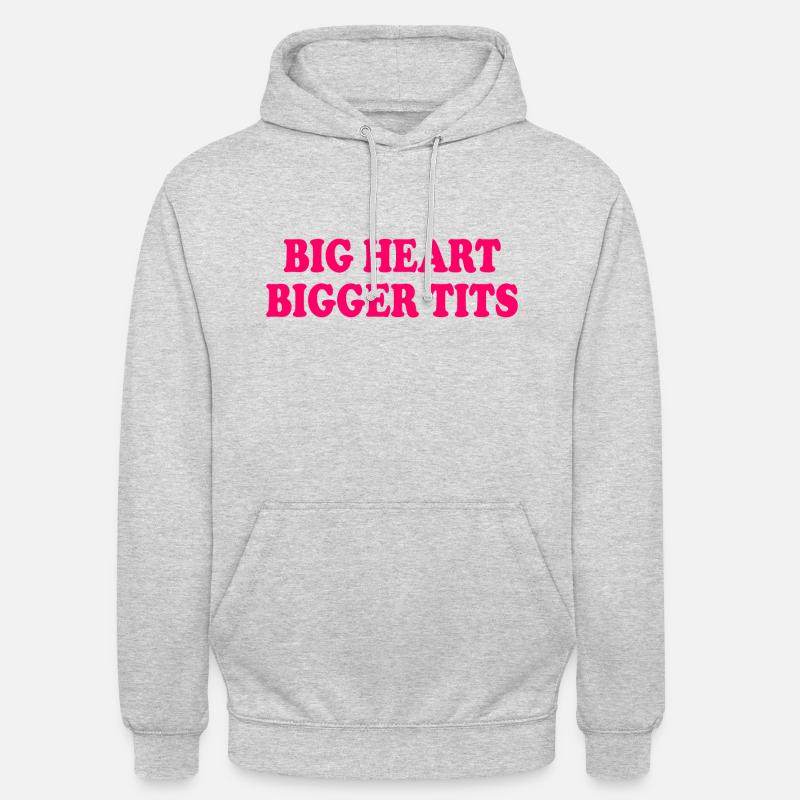 big heart bigger tits - Sweat-shirt à capuche unisexe - gris clair chiné