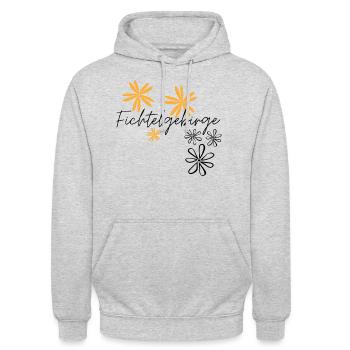 Fichtelgebirge Blumen - Unisex Hoodie - Hellgrau meliert - Vorne - Alina (178cm) & Michal (187cm)