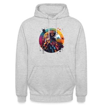 Buse aigle ronde colorée - Sweat-shirt à capuche unisexe - gris clair chiné - Devant - Alina (178cm) & Michal (187cm)