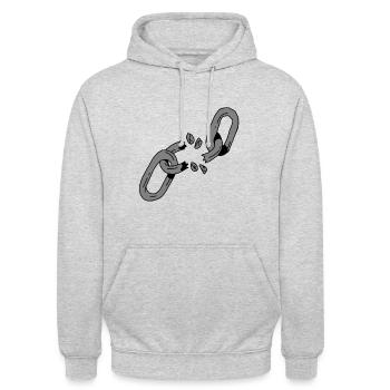 Gebrochene Kette - Unisex Hoodie - Hellgrau meliert - Vorne - Alina (178cm) & Michal (187cm)