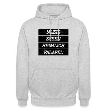 Anti Nazi Spruch - Unisex Hoodie - Hellgrau meliert - Vorne - Alina (178cm) & Michal (187cm)