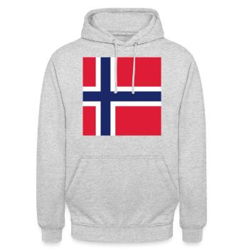 Norwegen quadratische Flagge - Unisex Hoodie - Hellgrau meliert - Vorne - Alina (178cm) & Michal (187cm)