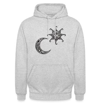 Sun and Moon Tattoo Design - Unisex Hoodie - light heather grey - Front - Alina (178cm) & Michal (187cm)