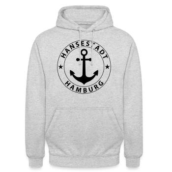 Hamburg - Unisex Hoodie - Hellgrau meliert - Vorne - Alina (178cm) & Michal (187cm)