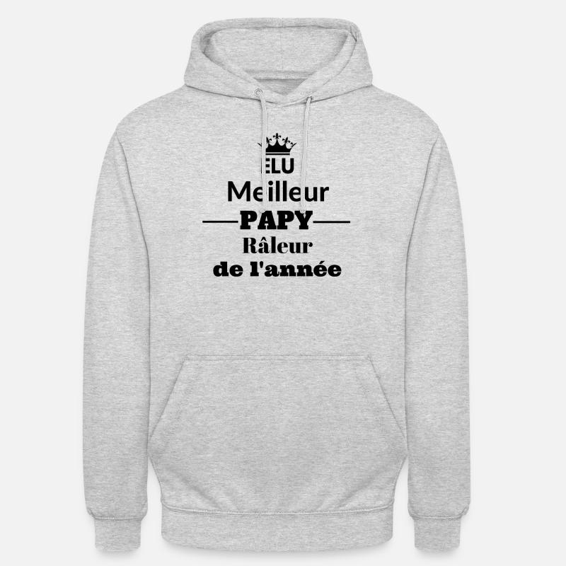 Papy râleur ! - Sweat-shirt à capuche unisexe - gris clair chiné