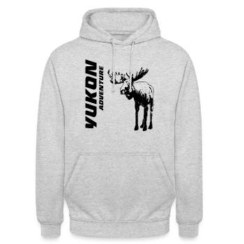 Kanada - Yukon - Elch - Unisex Hoodie - Hellgrau meliert - Vorne - Alina (178cm) & Michal (187cm)