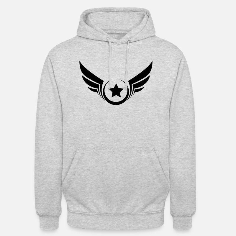 Star ailé, étoile avec ailes - Sweat-shirt à capuche unisexe - gris clair chiné