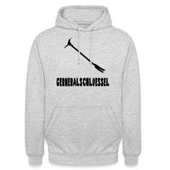 Generalschlüssel Halligan - Unisex Hoodie - Hellgrau meliert - Vorne - Alina (178cm) & Michal (187cm)