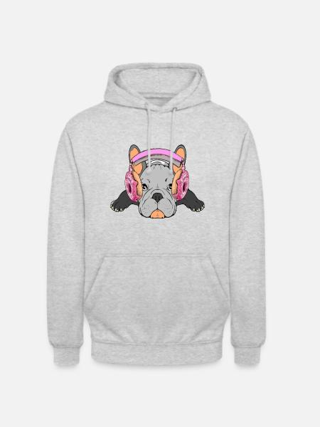 French Bulldog Comic - Sweat-shirt à capuche unisexe - gris clair chiné