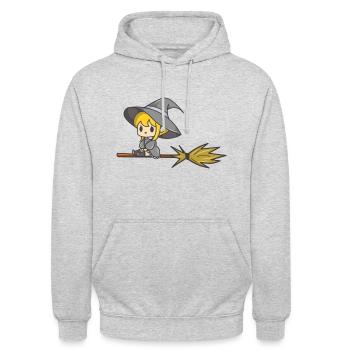 Sorcière volante - Sweat-shirt à capuche unisexe - gris clair chiné - Devant - Alina (178cm) & Michal (187cm)