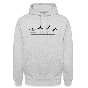 Turnen, Turnerin, Kunstturnen 2farbig - Unisex Hoodie - Hellgrau meliert - Vorne - Alina (178cm) & Michal (187cm)