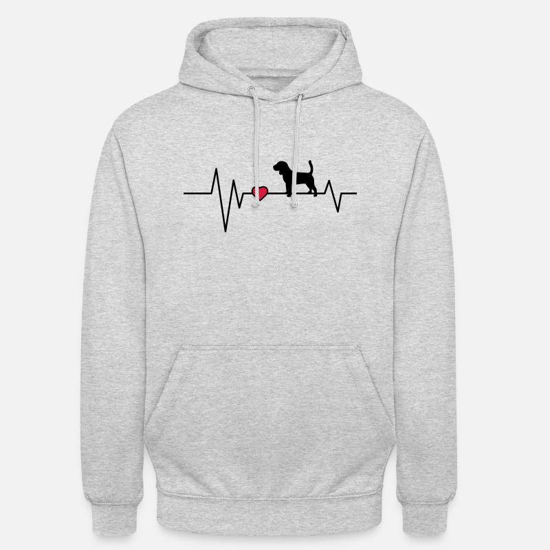 Heartbeat Chien Beagle - Sweat-shirt à capuche unisexe - gris clair chiné