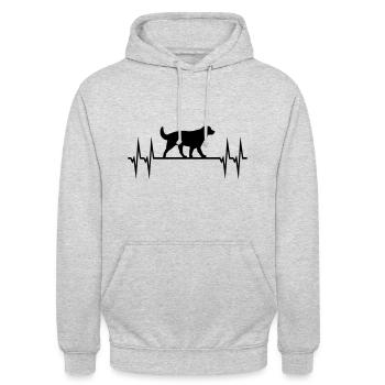 Hund und Herzschlag - Unisex Hoodie - Hellgrau meliert - Vorne - Alina (178cm) & Michal (187cm)