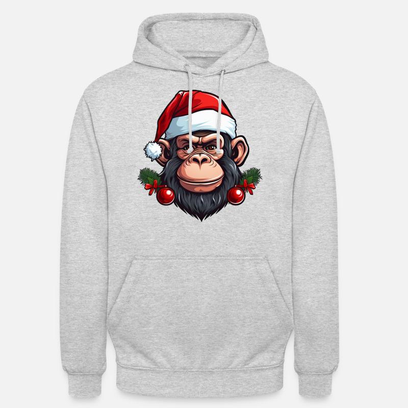 Noël singe - Sweat-shirt à capuche unisexe - gris clair chiné