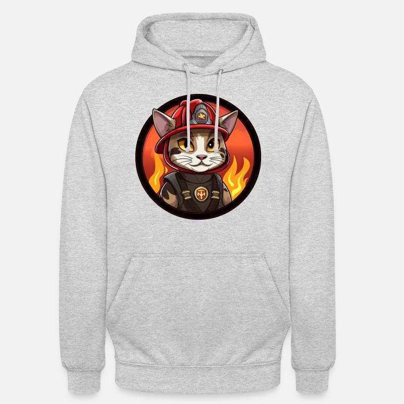 Chats Pompier / Chat pompier - Sweat-shirt à capuche unisexe - gris clair chiné