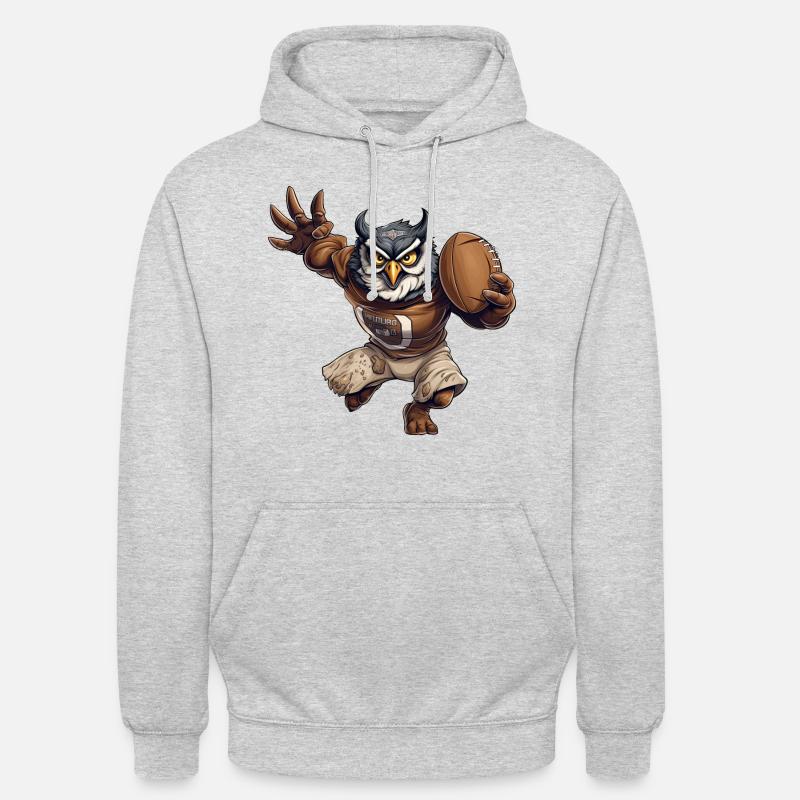 Rugby Eule - Unisex Hoodie - Hellgrau meliert