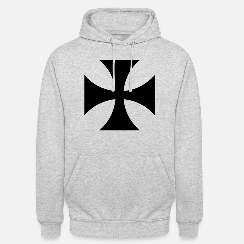 Sort Templar Cross - Luvtröja unisex - ljusgråmelerad